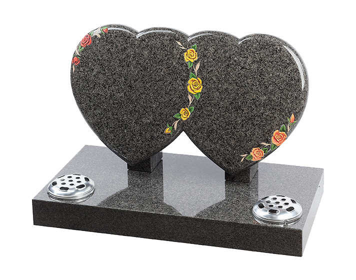 Headstone of two overlapping hearts