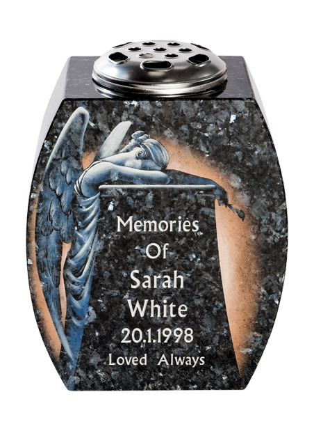 Small memorial with flower pot