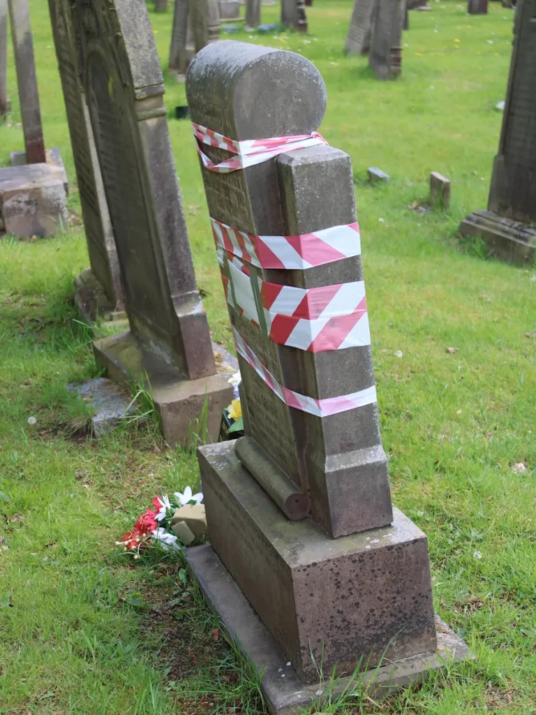 Damaged headstone